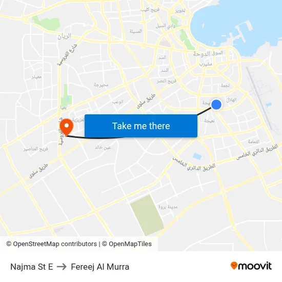 Najma St E to Fereej Al Murra map