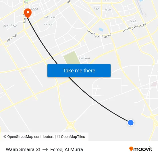 Waab Smaira St to Fereej Al Murra map