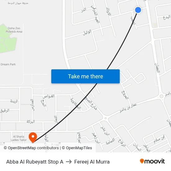 Abba Al Rubeyatt Stop A to Fereej Al Murra map