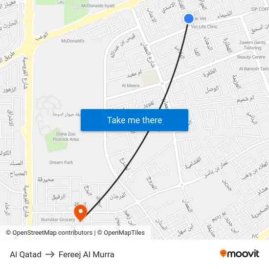 Al Qatad to Fereej Al Murra map