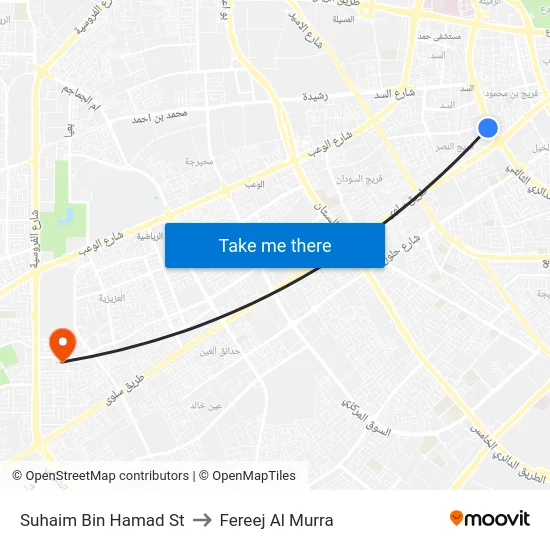 Suhaim Bin Hamad St to Fereej Al Murra map