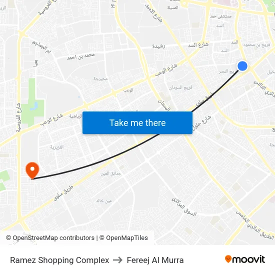 Ramez Shopping Complex to Fereej Al Murra map