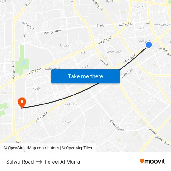 Salwa Road to Fereej Al Murra map