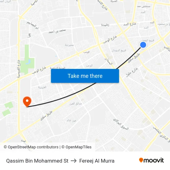 Qassim Bin Mohammed St to Fereej Al Murra map