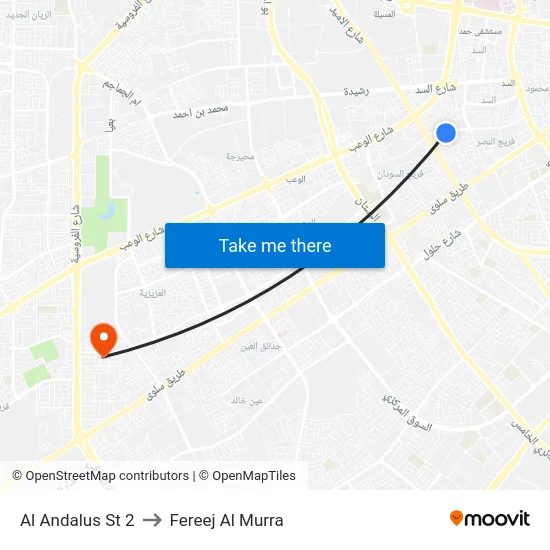 Al Andalus St 2 to Fereej Al Murra map