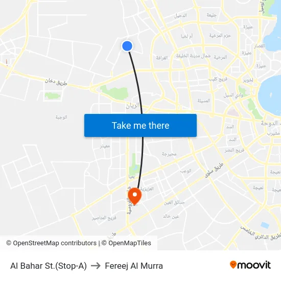 Al Bahar St.(Stop-A) to Fereej Al Murra map