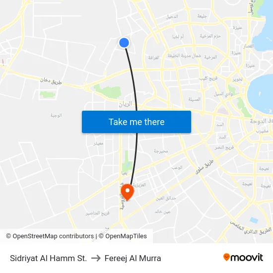 Sidriyat Al Hamm St. to Fereej Al Murra map