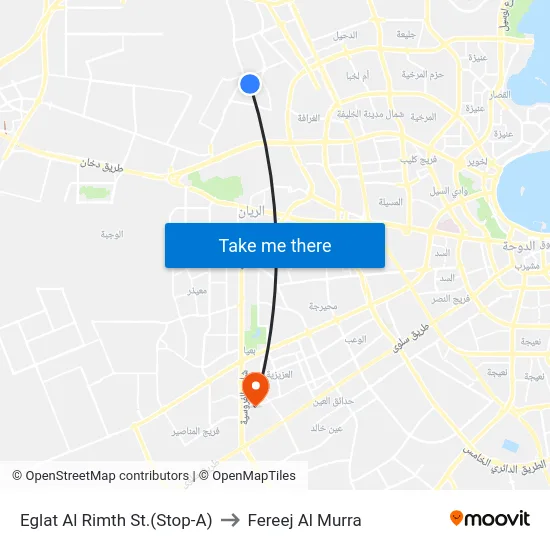 Eglat Al Rimth St.(Stop-A) to Fereej Al Murra map