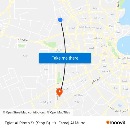 Eglat Al Rimth St.(Stop-B) to Fereej Al Murra map