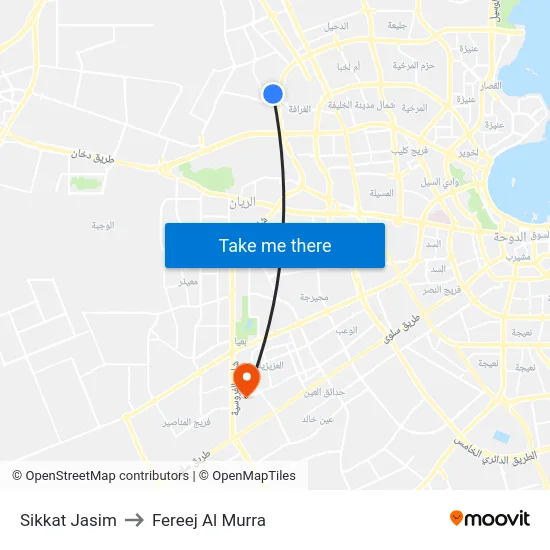 Sikkat Jasim to Fereej Al Murra map