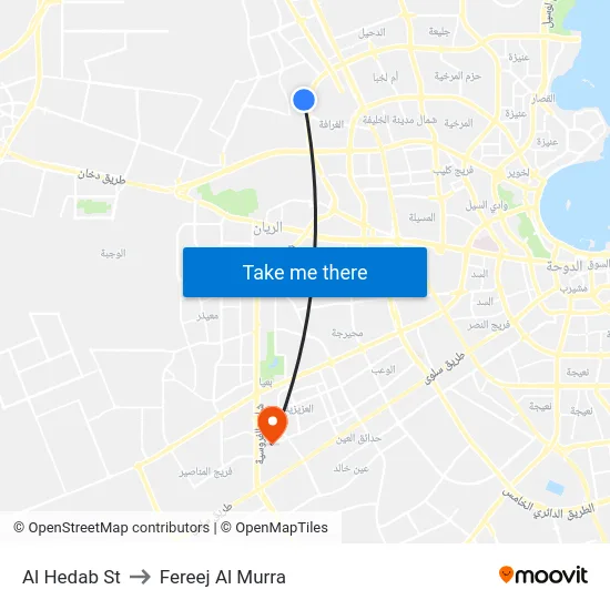 Al Hedab St to Fereej Al Murra map