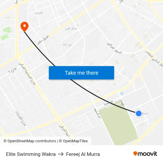 Elite Swimming Wakra to Fereej Al Murra map