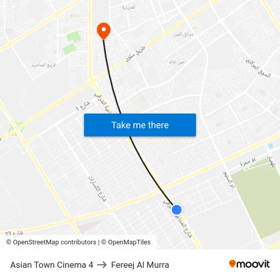 Asian Town Cinema 4 to Fereej Al Murra map