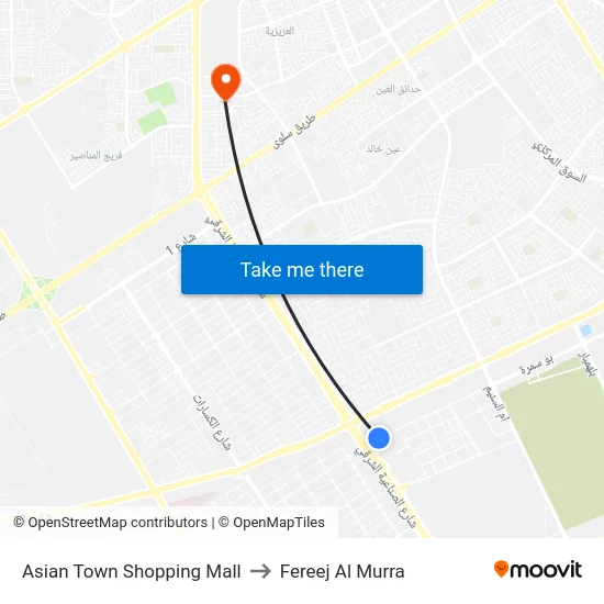 Asian Town Shopping Mall to Fereej Al Murra map