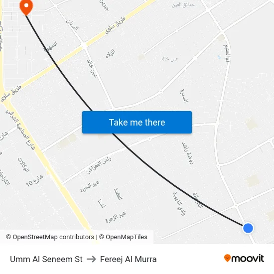 Umm Al Seneem St to Fereej Al Murra map