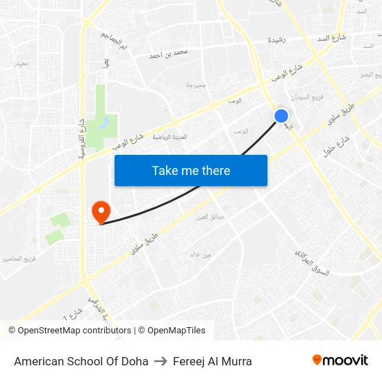 American School Of Doha to Fereej Al Murra map