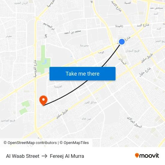 Al Waab Street to Fereej Al Murra map