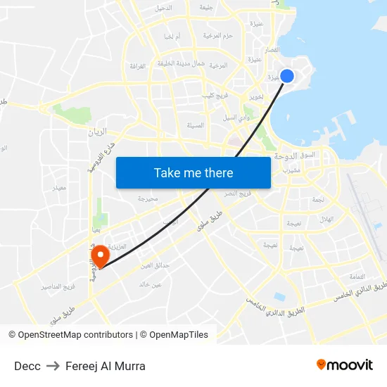 Decc to Fereej Al Murra map