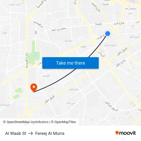 Al Waab St to Fereej Al Murra map