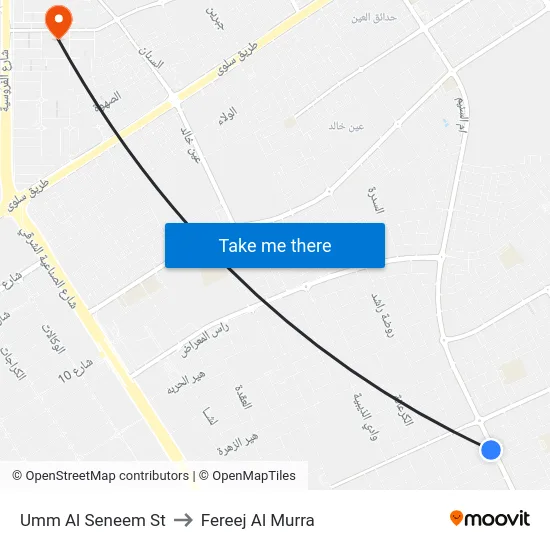 Umm Al Seneem St to Fereej Al Murra map