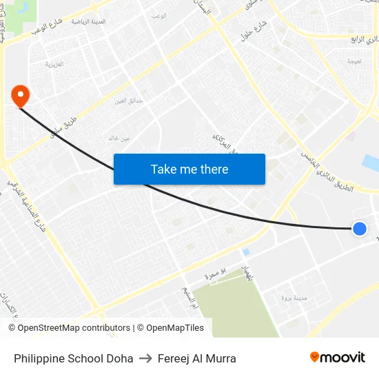 Philippine School Doha to Fereej Al Murra map