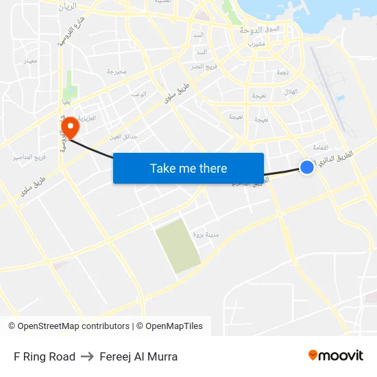 F Ring Road to Fereej Al Murra map