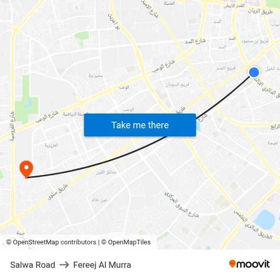Salwa Road to Fereej Al Murra map