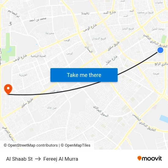 Al Shaab Street to Fereej Al Murra map