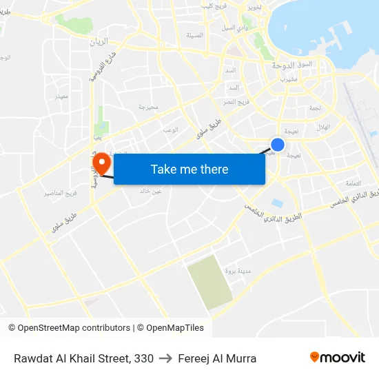 Rawdat Al Khail Street, 330 to Fereej Al Murra map