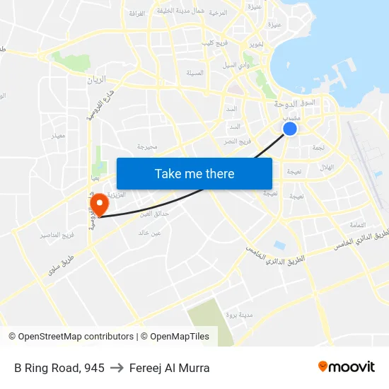 B Ring Road, 945 to Fereej Al Murra map