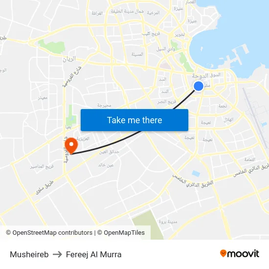 Musheireb to Fereej Al Murra map