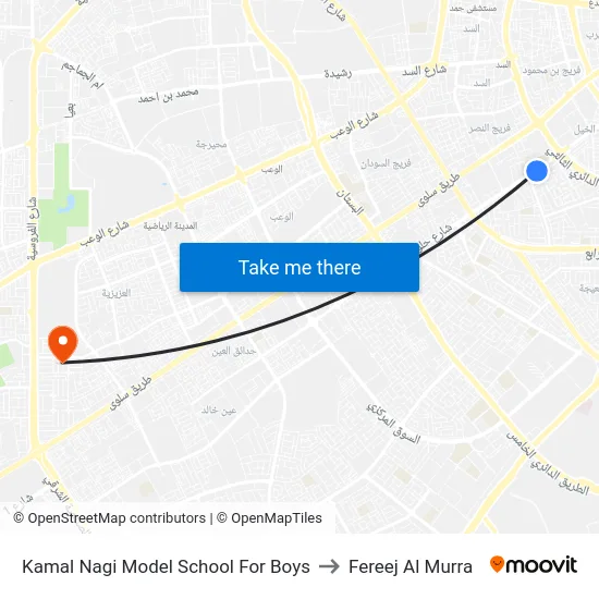 Kamal Nagi Model School For Boys to Fereej Al Murra map