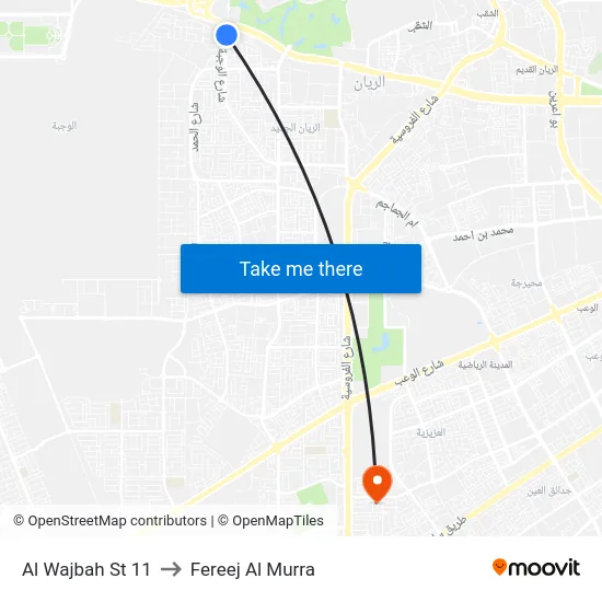 Al Wajbah St 11 to Fereej Al Murra map