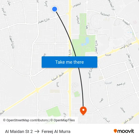 Al Maidan St 2 to Fereej Al Murra map