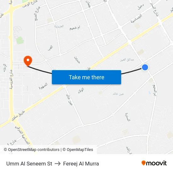 Umm Al Seneem St to Fereej Al Murra map