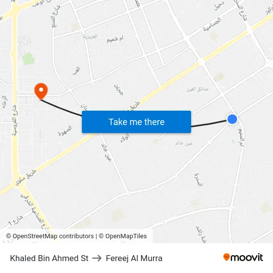 Khaled Bin Ahmed St to Fereej Al Murra map