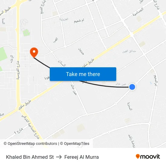 Khaled Bin Ahmed St to Fereej Al Murra map