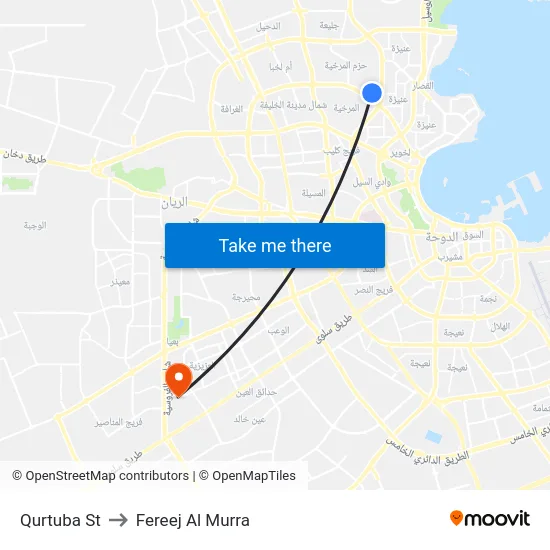 Qurtuba St to Fereej Al Murra map