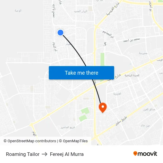 Roaming Tailor to Fereej Al Murra map