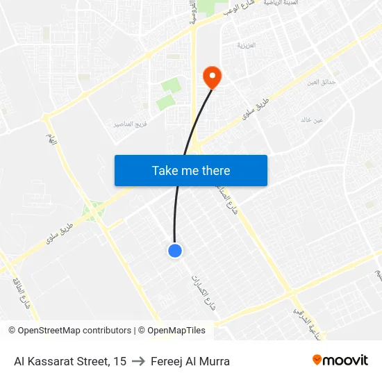 Al Kassarat Street, 15 to Fereej Al Murra map