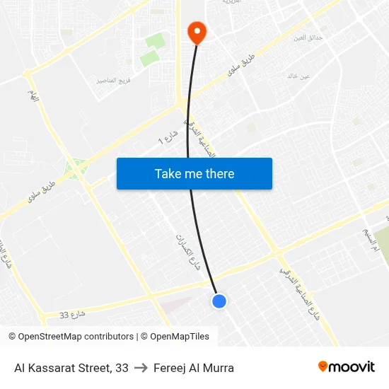 Al Kassarat Street, 33 to Fereej Al Murra map