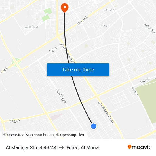 Al Manajer Street 43/44 to Fereej Al Murra map