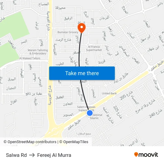 Salwa Rd to Fereej Al Murra map