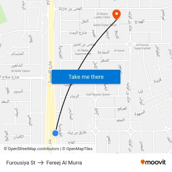 Furousiya St to Fereej Al Murra map