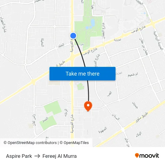 Aspire Park to Fereej Al Murra map