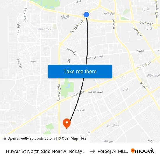Huwar St North Side Near Al Rekayya St to Fereej Al Murra map