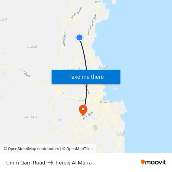 Umm Qarn Road to Fereej Al Murra map
