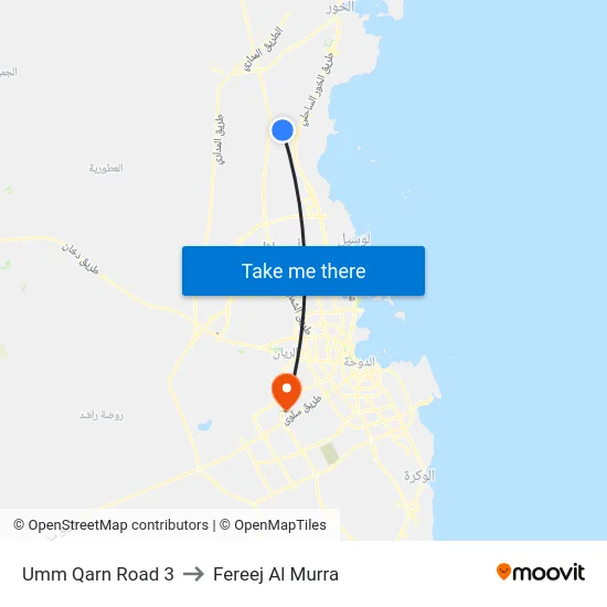 Umm Qarn Road 3 to Fereej Al Murra map