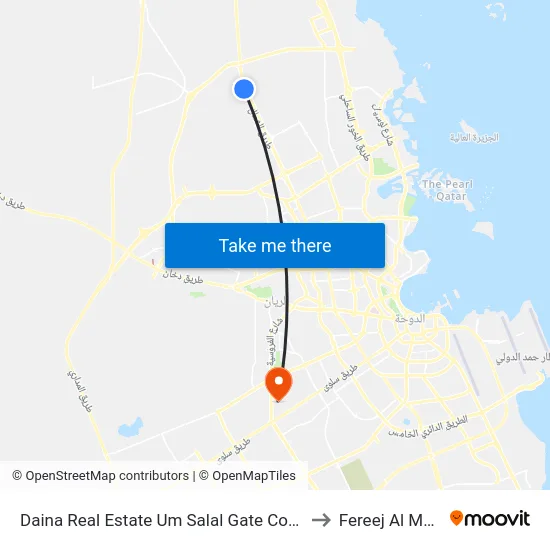 Daina Real Estate Um Salal Gate Complex to Fereej Al Murra map