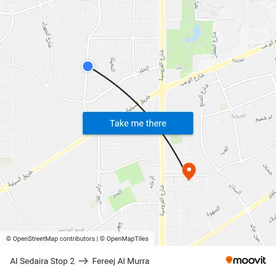 Al Sedaira Stop 2 to Fereej Al Murra map